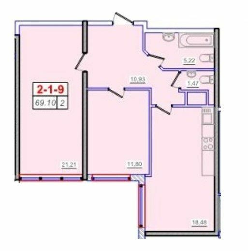 2-кімнатна 69.1 м² в ЖК П'ятдесят третя перлина від 24 150 грн/м², Одеса