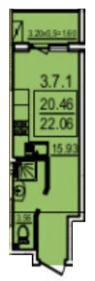 Студія 22.06 м² в Апарт-комплекс Каліпсо від 35 750 грн/м², Одеса