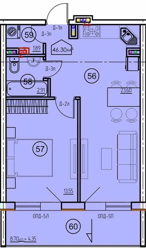 1-кімнатна 46.3 м² в ЖК Arcadia Sky від 28 050 грн/м², Одеса