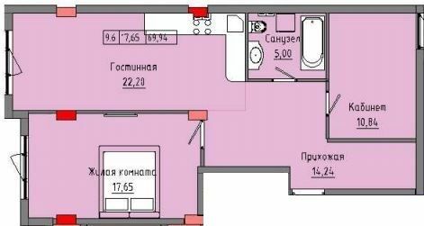 2-кімнатна 69.94 м² в ЖК Приморські Сади від 19 850 грн/м², Одеса