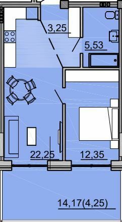 1-кімнатна 47.63 м² в ЖК Простір на 9-й Фонтана від 30 250 грн/м², Одеса