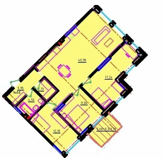 3-кімнатна 97.08 м² в ЖК Простір на Літературній від 29 650 грн/м², Одеса