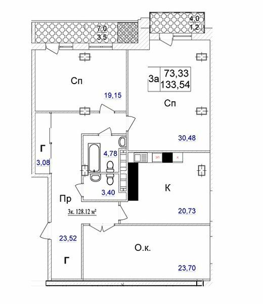 3-комнатная 133.54 м² в ЖК Ясная Поляна 2 от 45 700 грн/м², Одесса
