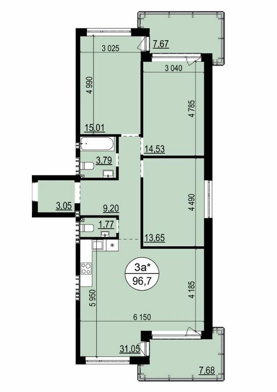 3-кімнатна 96.7 м² в ЖК Грінвуд 2 від 19 150 грн/м², смт Брюховичі