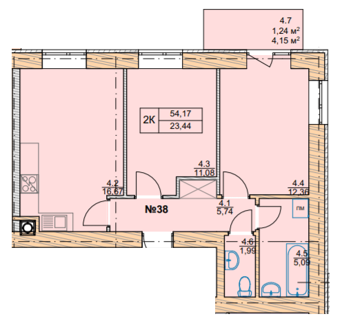 2-комнатная 56.08 м² в ЖК Проект Панорама от 20 900 грн/м², г. Пустомыты