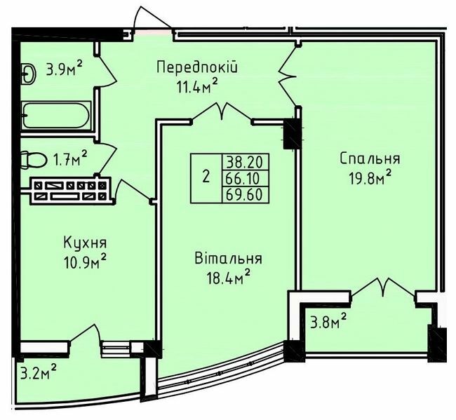 2-кімнатна 69.6 м² в ЖК на вул. Олекси Довбуша від 18 350 грн/м², м. Трускавець