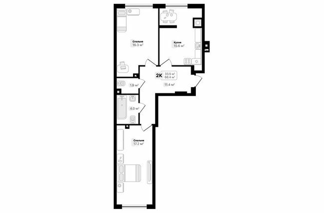 2-комнатная 66.4 м² в ЖК Auroom City от 18 650 грн/м², Львов