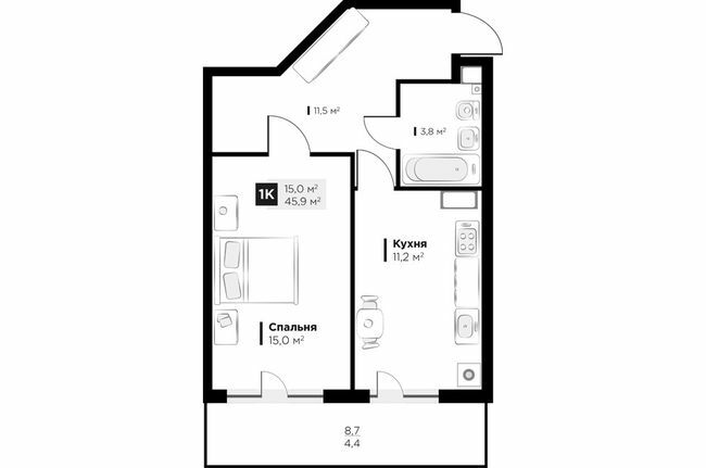 1-комнатная 45.9 м² в ЖК OBRIY3 от 22 800 грн/м², Львов