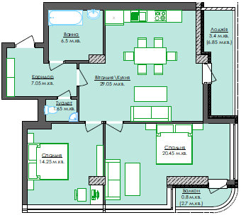 2-комнатная 83.15 м² в ЖК Park Tower от 28 850 грн/м², Львов