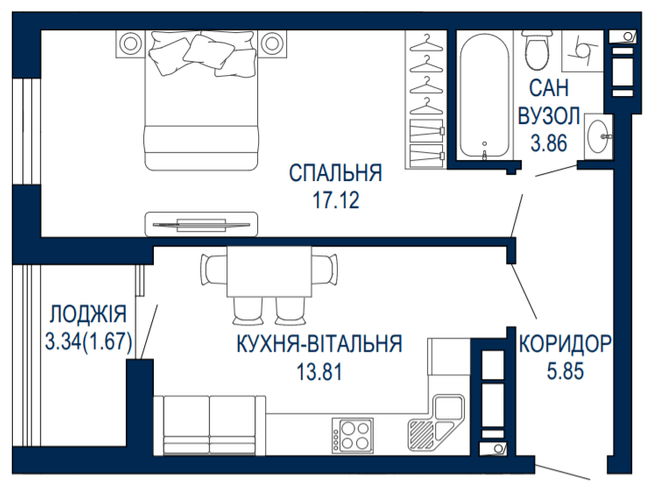 1-комнатная 42.31 м² в ЖК Viking Park от 27 650 грн/м², Львов