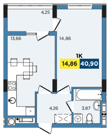 1-комнатная 40.9 м² в ЖК Washington City от 21 300 грн/м², Львов