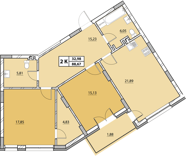 2-комнатная 88.76 м² в ЖК Гиацинт-Люкс от 40 550 грн/м², Львов