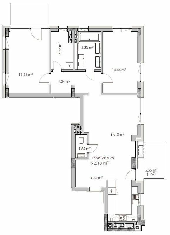 2-комнатная 92.18 м² в ЖК Княжий холл от 46 350 грн/м², Львов