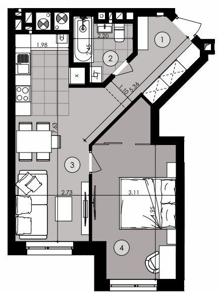 1-комнатная 48.49 м² в ЖК Парк Арена от 18 600 грн/м², Львов