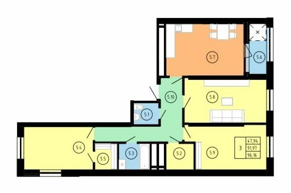 3-комнатная 96.16 м² в ЖК ул. Замарстыновская, 134А от 22 300 грн/м², Львов
