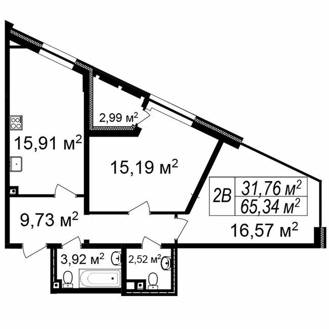 2-комнатная 65.34 м² в ЖК Счастливый Platinum от 39 000 грн/м², Львов