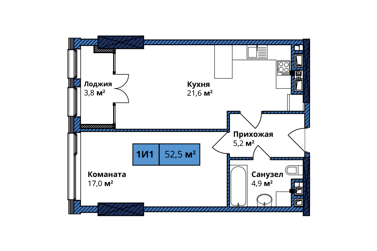 1-кімнатна 51.9 м² в ЖК Manhattan City від 57 987 грн/м², Київ