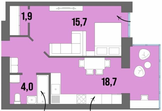 1-кімнатна 43.2 м² в ЖК Dream Town від 18 150 грн/м², Луцьк