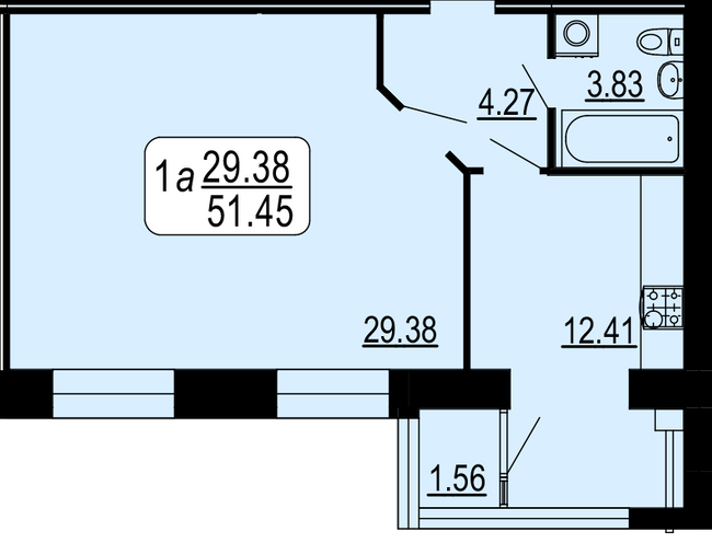 1-комнатная 51.45 м² в ЖК Семейный комфорт от 15 300 грн/м², Винница