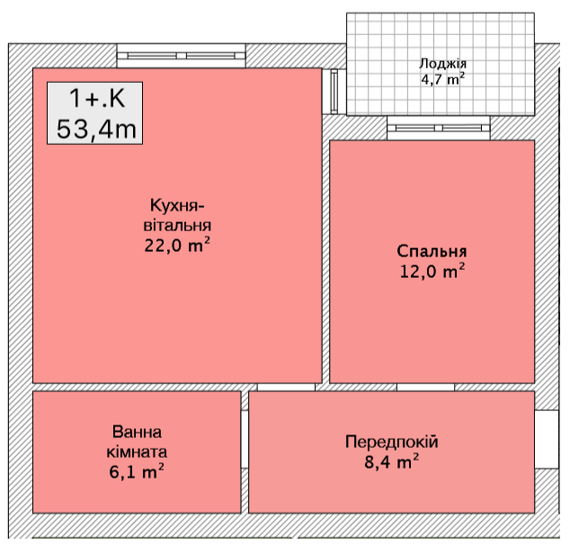 1-комнатная 53.4 м² в ЖК Хмельницкое шоссе, 40 от 21 800 грн/м², Винница