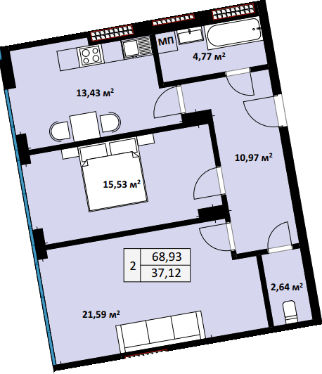 2-кімнатна 68.93 м² в ЖК Uzh Towers від 24 600 грн/м², Ужгород