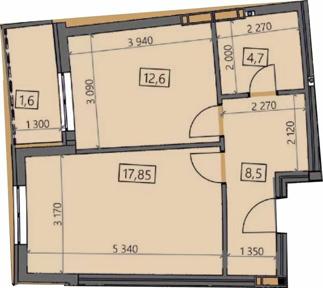 1-кімнатна 45.17 м² в ЖК Crystal від 23 150 грн/м², Ужгород