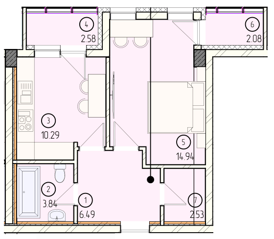 1-кімнатна 42.75 м² в ЖК Престиж від 22 550 грн/м², Ужгород