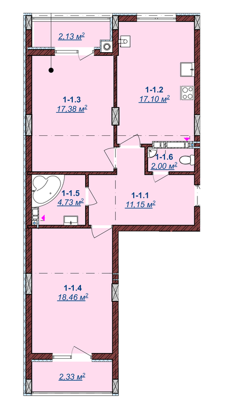 2-кімнатна 75 м² в ЖК Щасливий від 17 350 грн/м², Ужгород