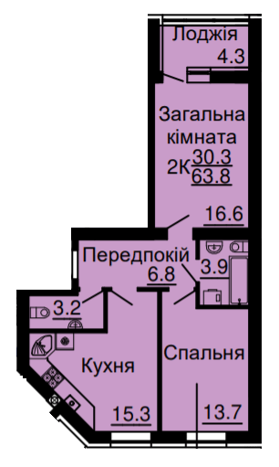 2-комнатная 63.8 м² в ЖК Львовский затышок (Львовский маеток) от 20 600 грн/м², с. Софиевская Борщаговка