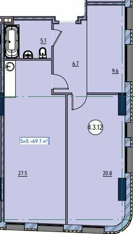 1-кімнатна 69.7 м² в ЖК Простір біля Стамбульського парка від 40 900 грн/м², Одеса