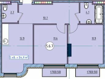 2-кімнатна 54.9 м² в ЖК Простір біля Стамбульського парка від 44 150 грн/м², Одеса