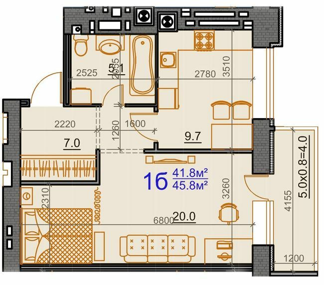 1-комнатная 46.8 м² в ЖК Курортный от 26 268 грн/м², Николаев