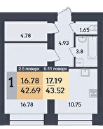 1-комнатная 42.69 м² в ЖК Династия от 24 000 грн/м², Полтава
