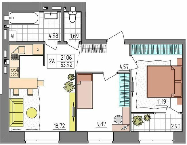 2-кімнатна 53.92 м² в ЖК Синергия Glass від 15 200 грн/м², Рівне