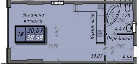 1-кімнатна 38.58 м² в ЖК Iceberg від 20 000 грн/м², Суми