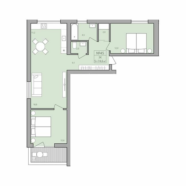 3-комнатная 74.6 м² в ЖК ЭкоДом от 12 500 грн/м², с. Петриков