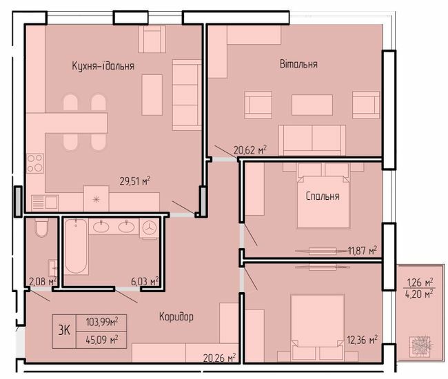 3-кімнатна 103.99 м² в ЖК Над Озером від 42 600 грн/м², Тернопіль