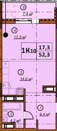 1-кімнатна 52.3 м² в ЖК 4 сезони від 29 900 грн/м², Київ