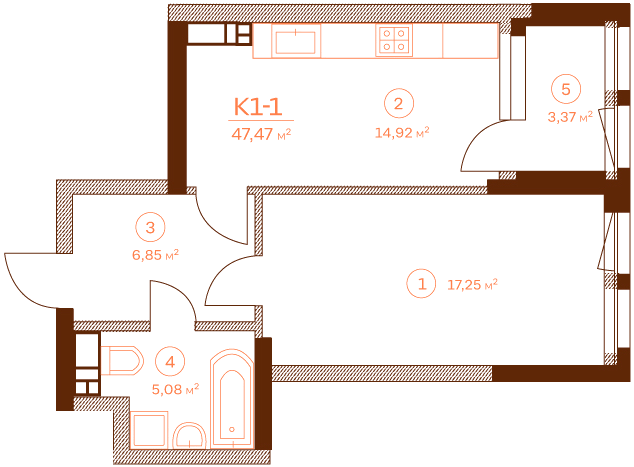 1-кімнатна 47.47 м² в ЖК Stanford від 61 700 грн/м², Київ