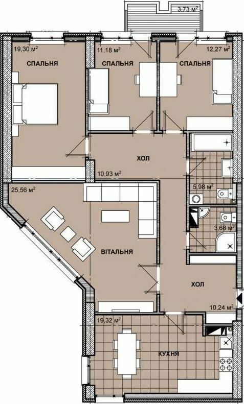 4-кімнатна 125.93 м² в ЖК Берестейський від 33 000 грн/м², Київ