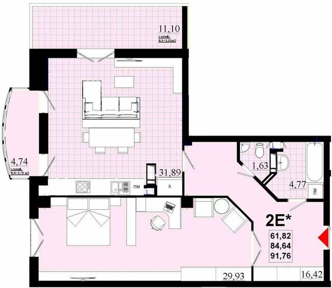2-кімнатна 91.76 м² в ЖК Златоуст від 39 000 грн/м², Київ