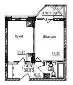 1-комнатная 39.5 м² в ЖК Акварели Проспекта от 21 000 грн/м², Черновцы