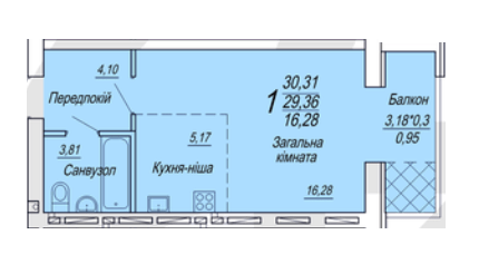 1-комнатная 30.31 м² в ЖК Семейный от 19 000 грн/м², Житомир