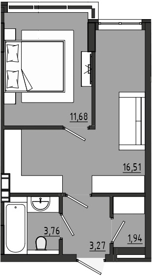 1-кімнатна 37.16 м² в ЖК Сади Рів`єри від 18 050 грн/м², с. Фонтанка