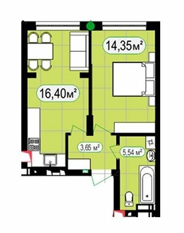 1-кімнатна 39.94 м² в ЖК 7'я від 28 000 грн/м², с. Щасливе