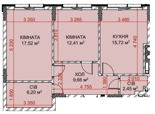2-кімнатна 63.96 м² в ЖК Riverside від 34 000 грн/м², с. Погреби