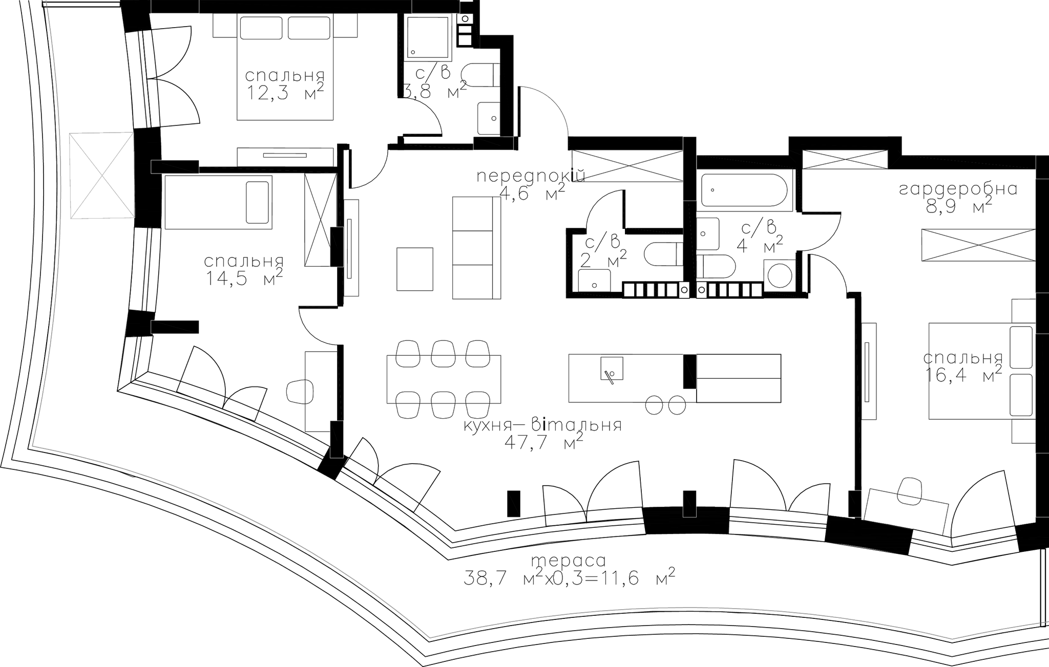 3-комнатная 125.8 м² в ЖК RYBALSKY от 61 335 грн/м², Киев