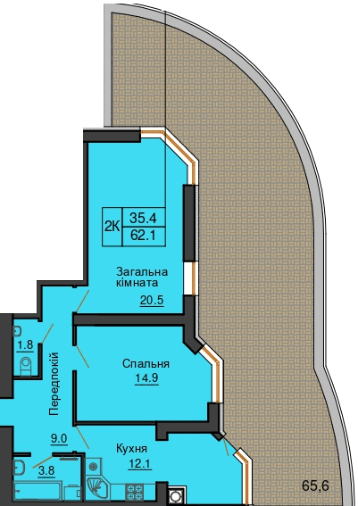1-кімнатна 62.1 м² в ЖК Sofia Nova від 30 000 грн/м², с. Новосілки