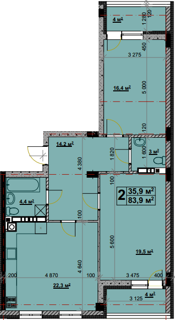 3-кімнатна 83.9 м² в ЖК Vlasna від 22 000 грн/м², с. Ходосівка
