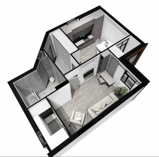 1-комнатная 45.14 м² в ЖК Plaza Kvartal от 28 500 грн/м², пгт Чабаны